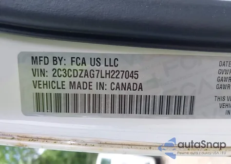 2020 Dodge Challenger Sxt from USA, damaged, VIN 2C3CDZAG7LH227045